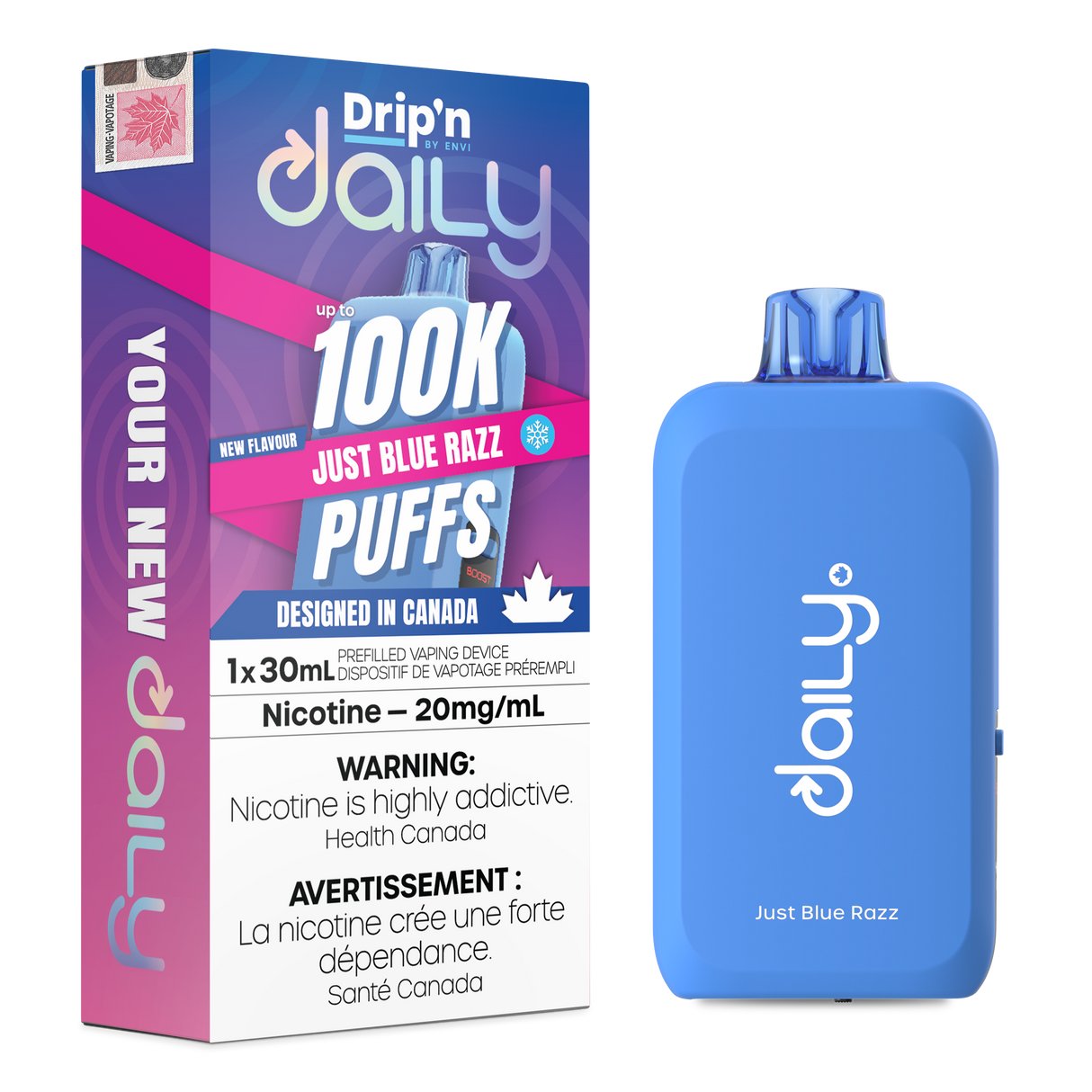 Just Blue Razz - DRIP'N DAILY 100K by ENVI - 30mL