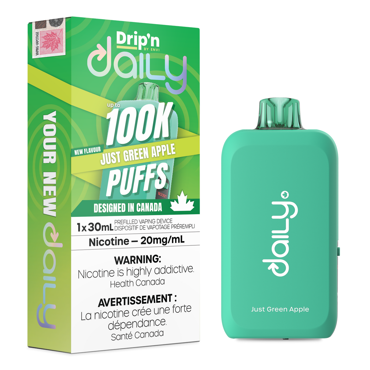 Just Green Apple - DRIP'N DAILY 100K by ENVI - 30mL