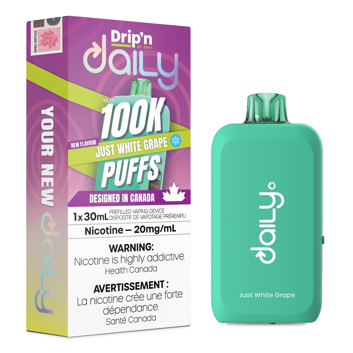 Just White Grape - DRIP'N DAILY 100K by ENVI - 30mL