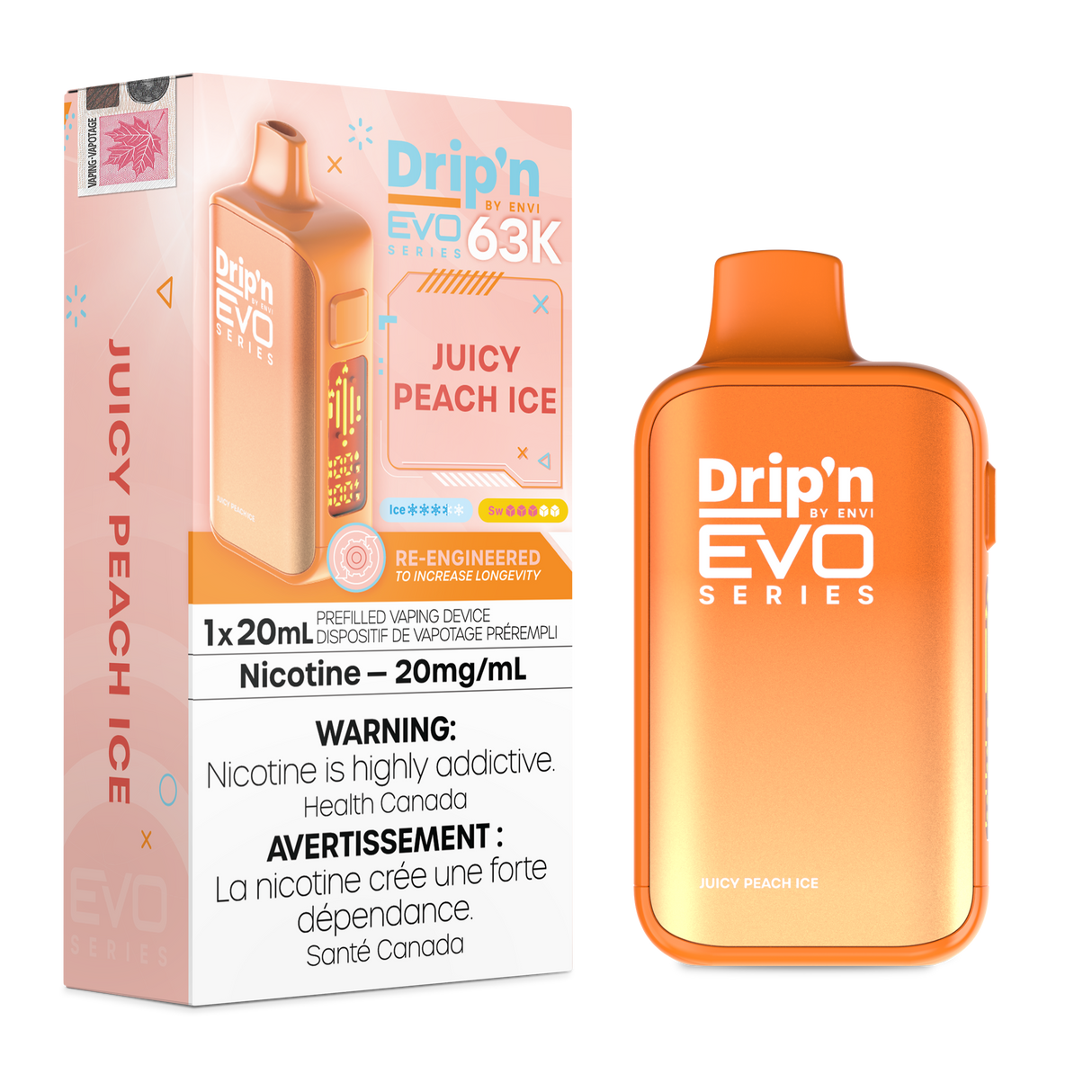 Juicy Peach Ice - ENVI DRIP'N EVO 63K - 20ml