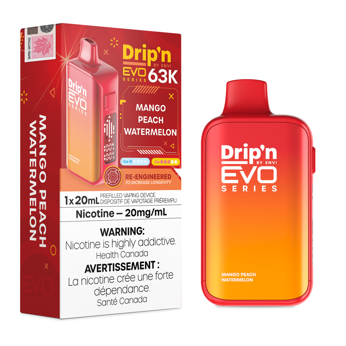 Mango Peach Watermelon - ENVI DRIP'N EVO 63K - 20ml