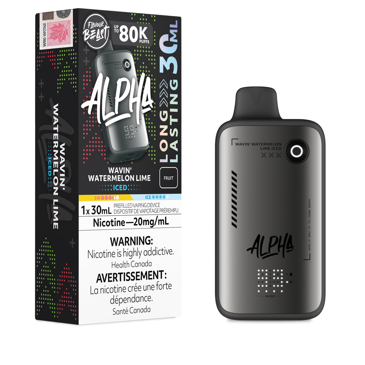 Wavin' Watermlon Lime Iced - FLAVOUR BEAST ALPHA 80K - 30mL
