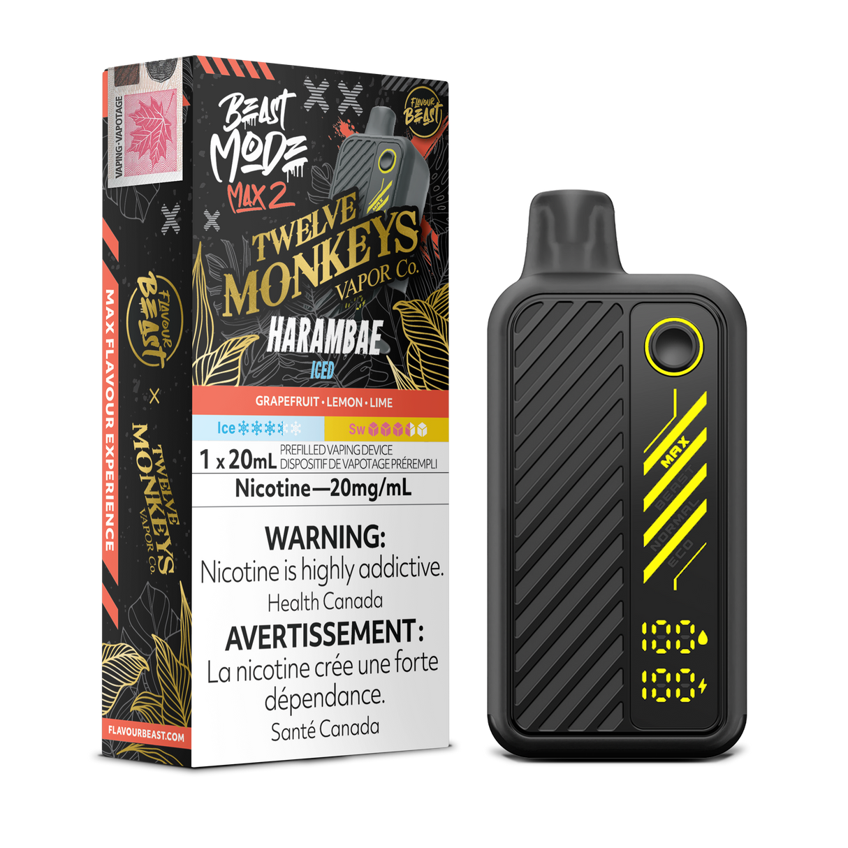 Harambae Iced - FLAVOUR BEAST BEAST MODE MAX 2 x 12 MONKEYS 50K - 20mL