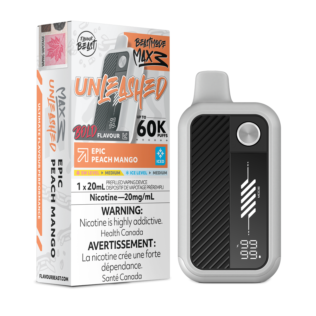 Epic Peach Mango Iced - FLAVOUR BEAST BEAST MODE MAX 3 UNLEASHED 60K - 20mL