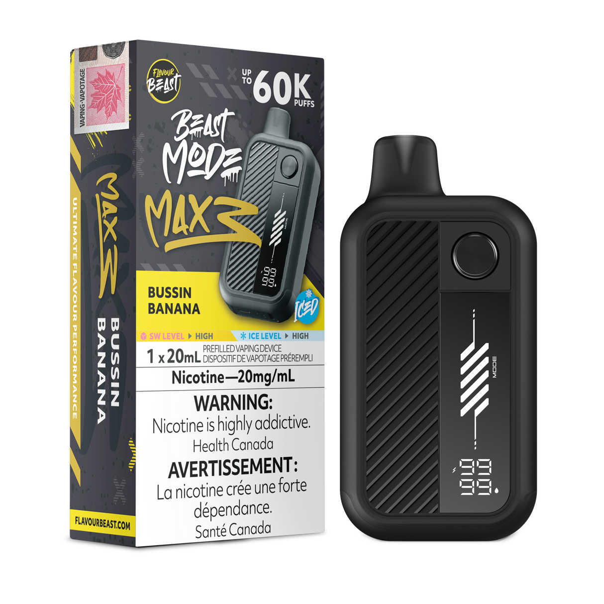 Bussin Banana Iced - FLAVOUR BEAST BEAST MODE MAX 3 60K - 20mL