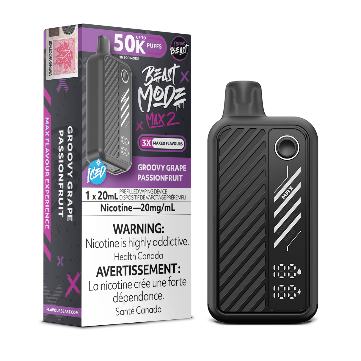 Groovy Grape Passionfruit Iced - FLAVOUR BEAST BEAST MODE MAX 2 50K - 20mL