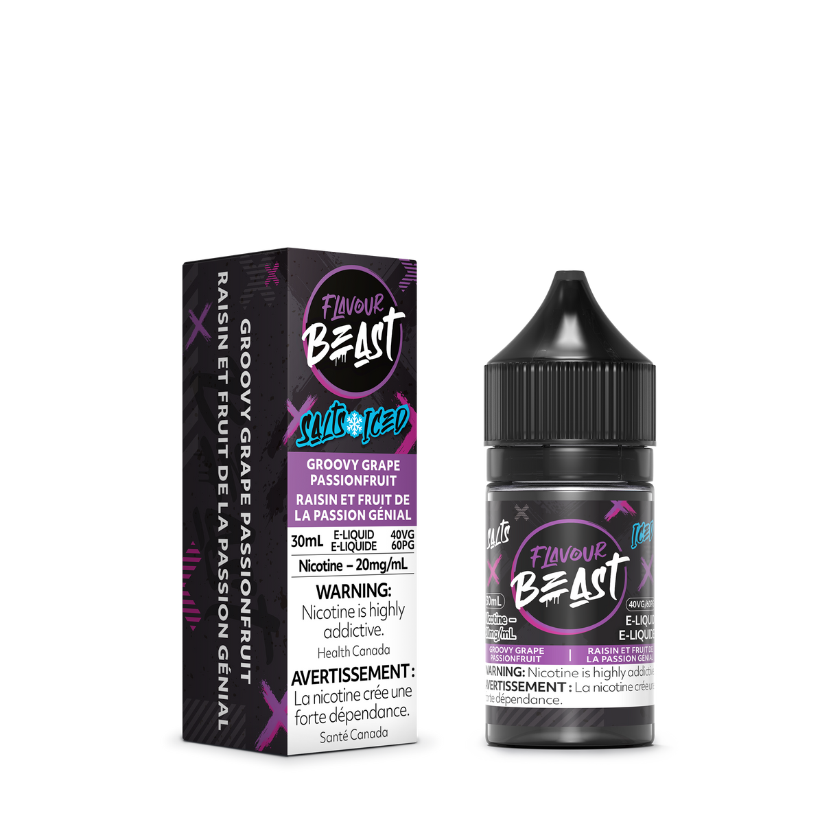 GROOVY GRAPE PASSIONFRUIT ICED by FLAVOUR BEAST SALT (30mL)