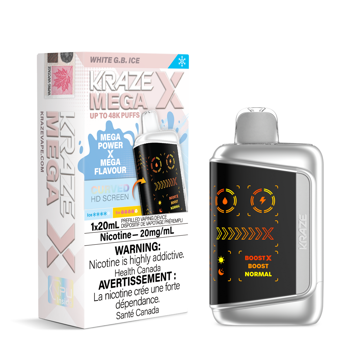 White G.B. Ice - KRAZE MEGA X 48K - 20mL