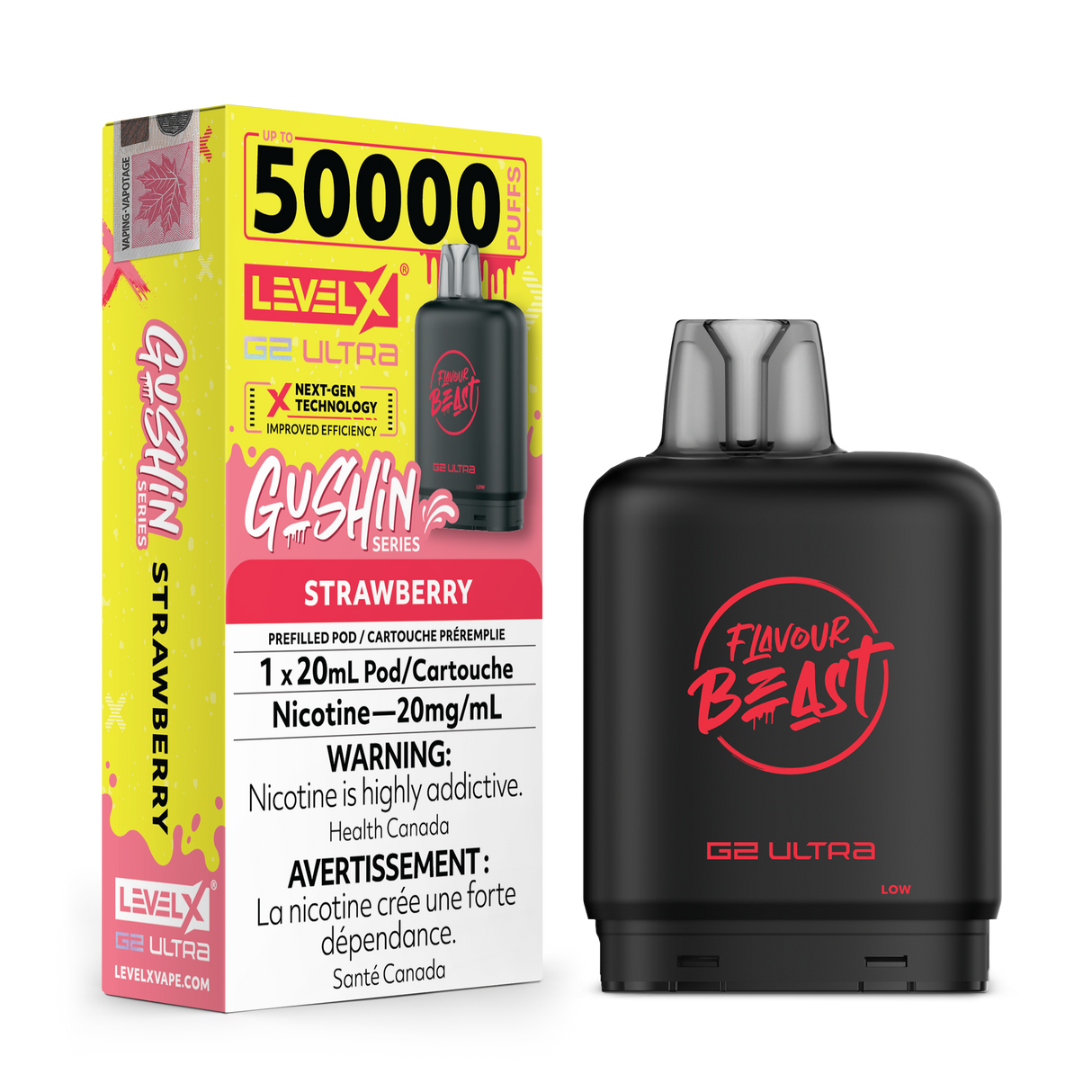 Strawberry - LEVEL X FLAVOUR BEAST GUSHIN' BOOST G2 ULTRA 50K - 20ml