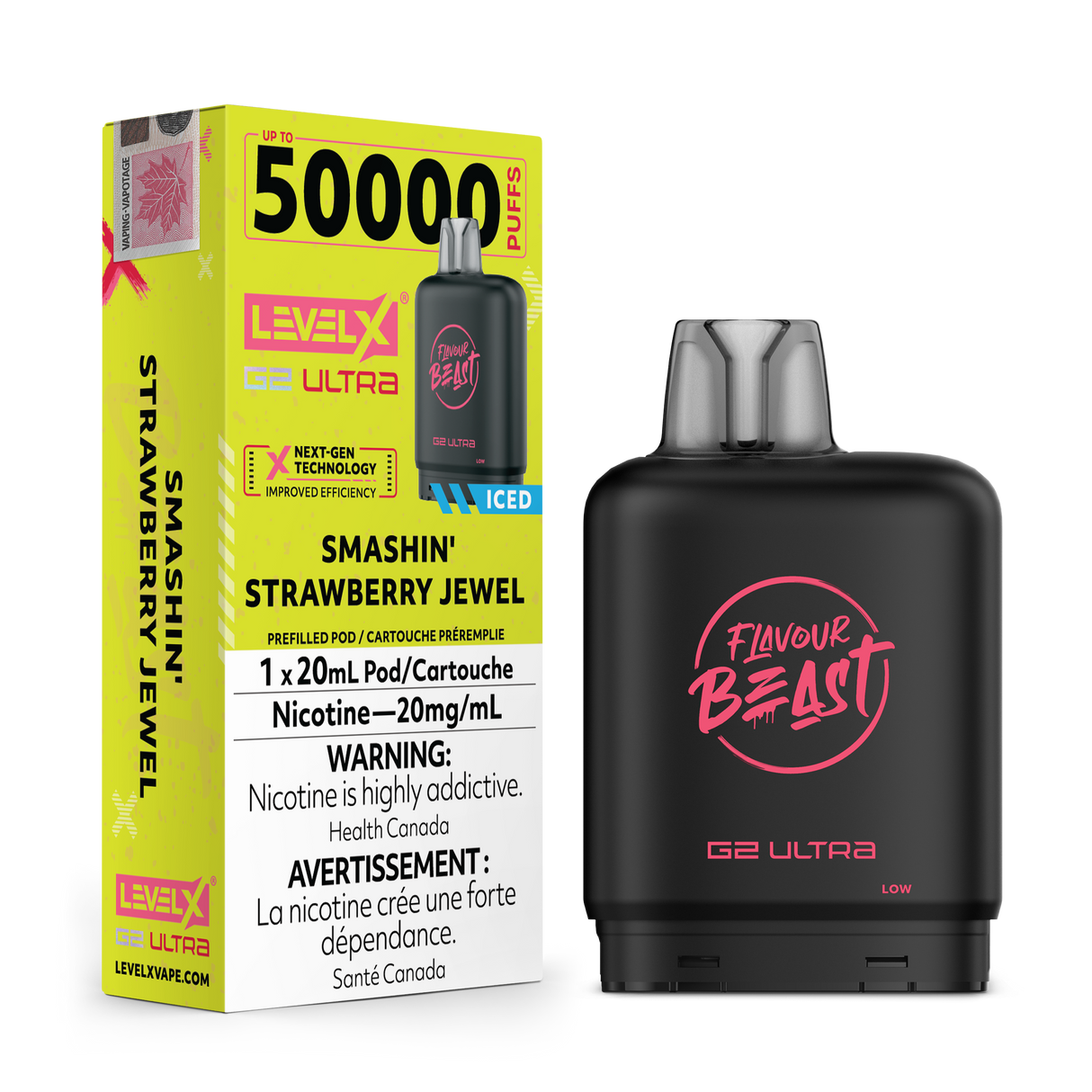 Smashin' Strawberry Jewel Iced - LEVEL X FLAVOUR BEAST BOOST G2 ULTRA 50K - 20ml