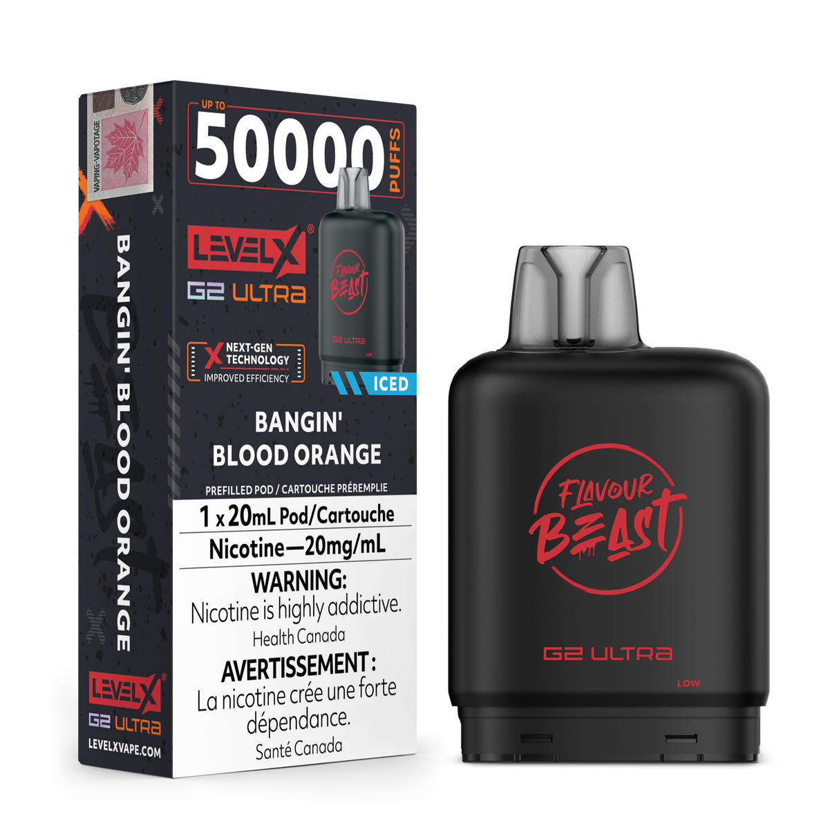 Bangin' Blood Orange Iced - LEVEL X FLAVOUR BEAST BOOST G2 ULTRA 50K - 20ml