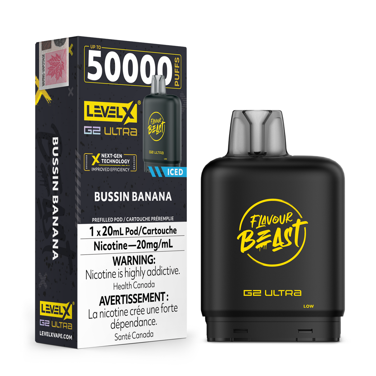 Bussin' Banana Iced - LEVEL X FLAVOUR BEAST BOOST G2 ULTRA 50K - 20ml