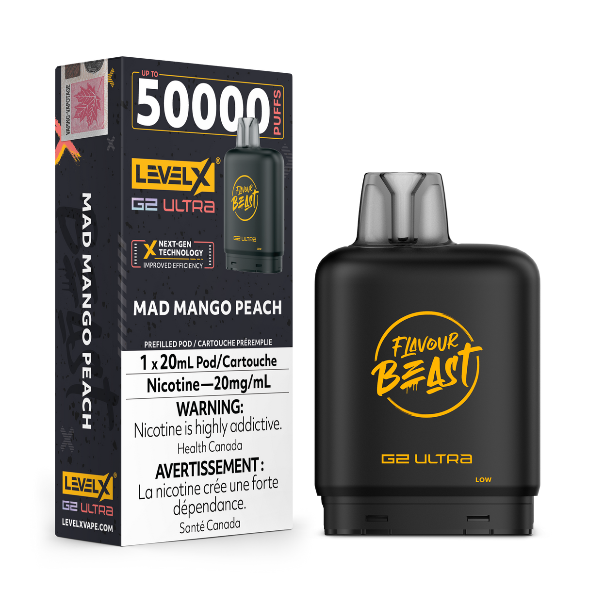 Mad Mango Peach - LEVEL X FLAVOUR BEAST BOOST G2 ULTRA 50K - 20ml