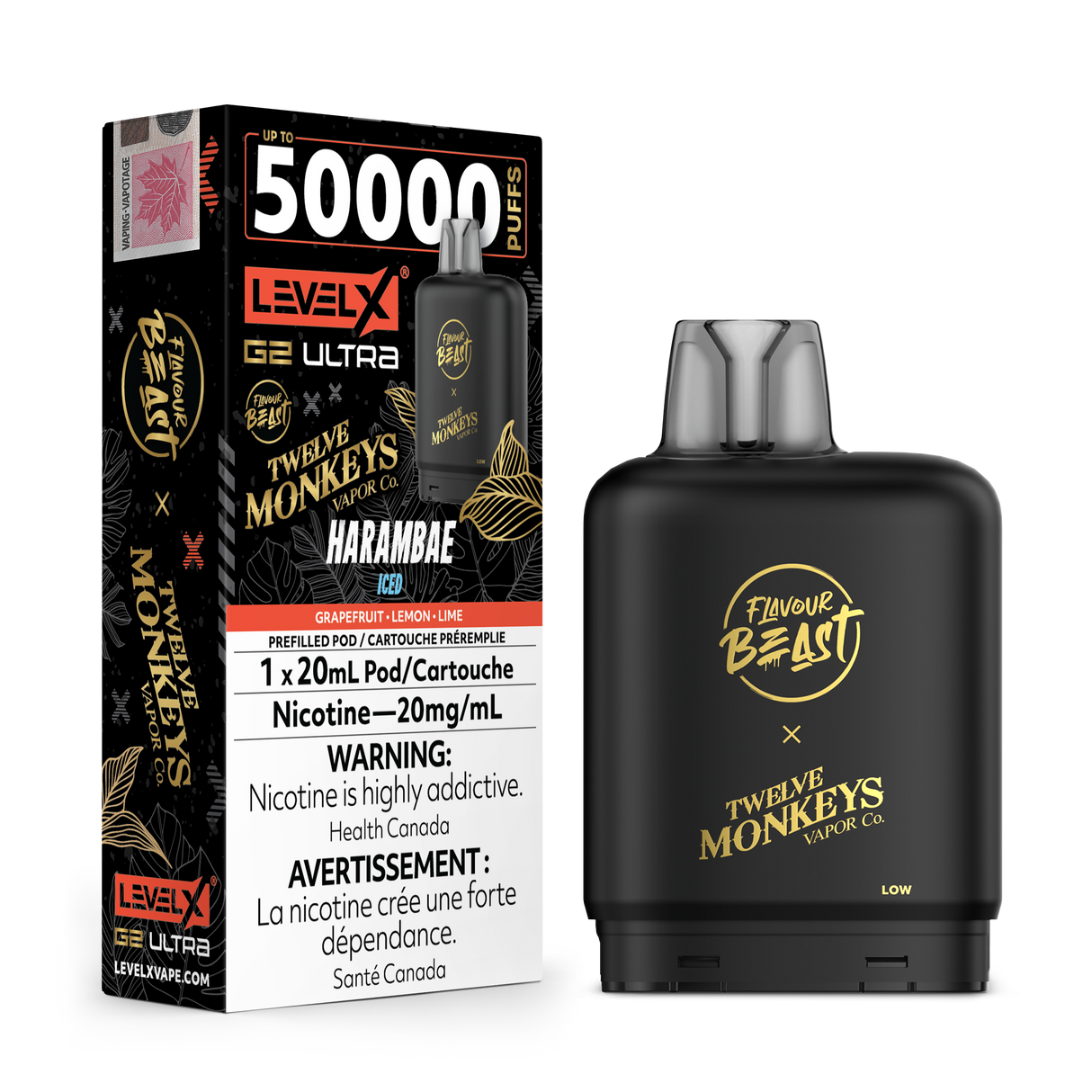 Harambae Iced - LEVEL X BOOST G2 ULTRA X 12 MONKEYS 50K - 20ml