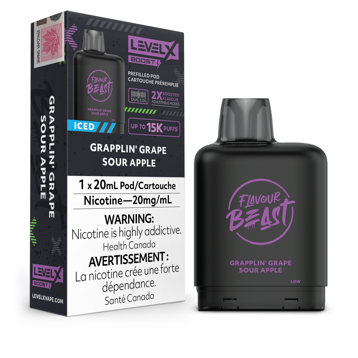 Grapplin' Grape Sour Apple Iced - LEVEL X FLAVOUR BEAST BOOST G2 25K - 20ml