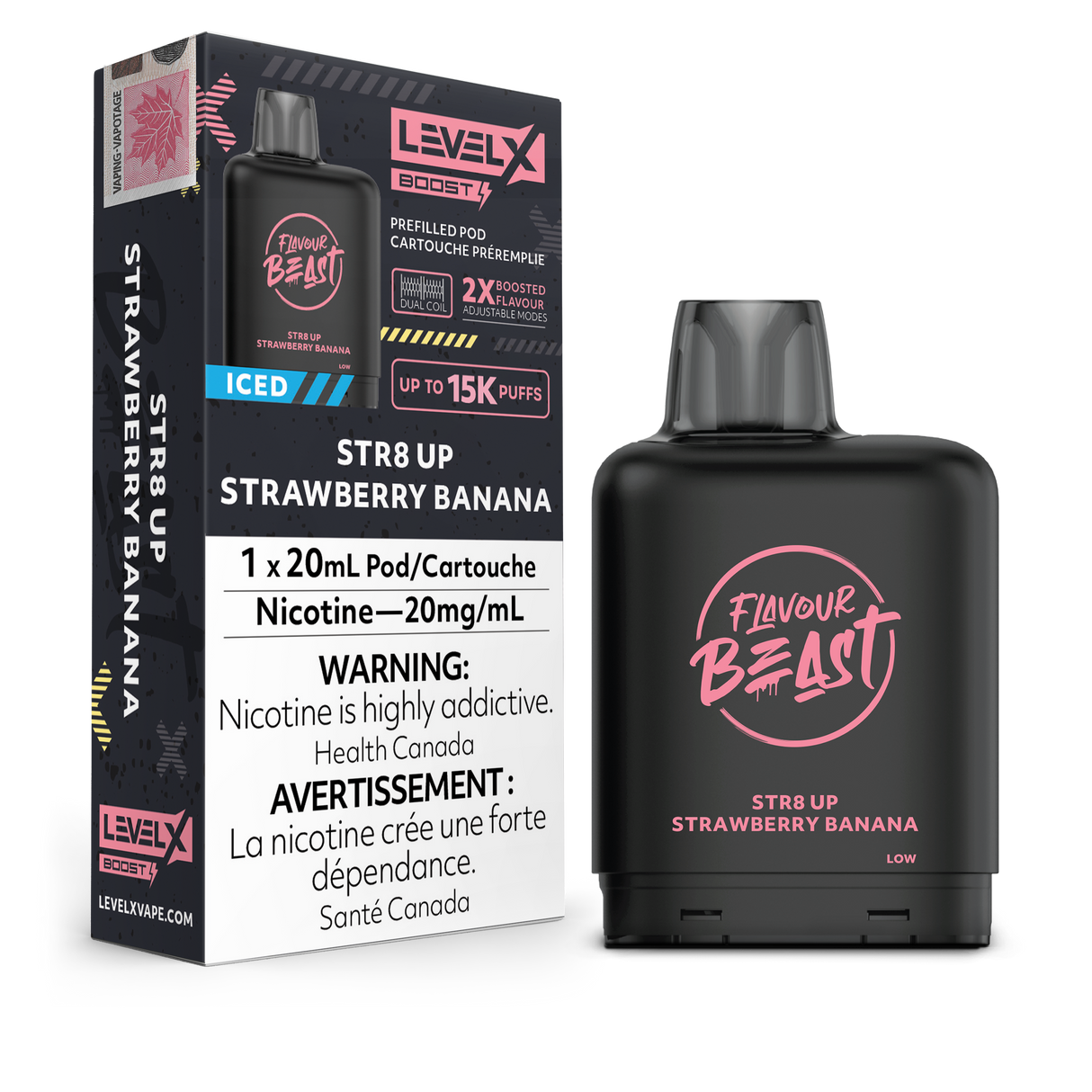 Str8 Up Strawberry Banana Iced - LEVEL X FLAVOUR BEAST BOOST G2 25K - 20ml