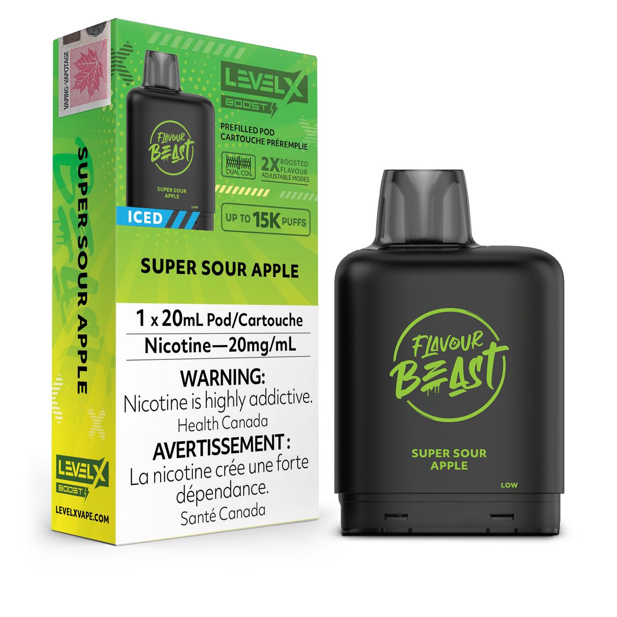 Super Sour Apple Iced - LEVEL X FLAVOUR BEAST BOOST G2 25K - 20ml