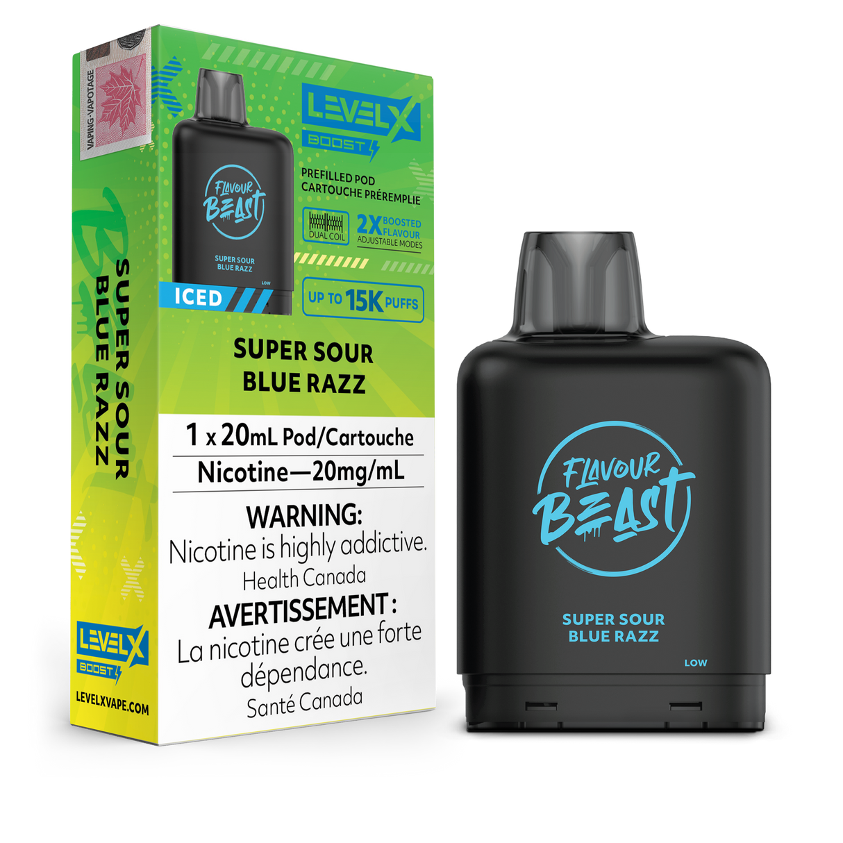 Super Sour Blue Razz Iced - LEVEL X FLAVOUR BEAST BOOST G2 25K - 20ml