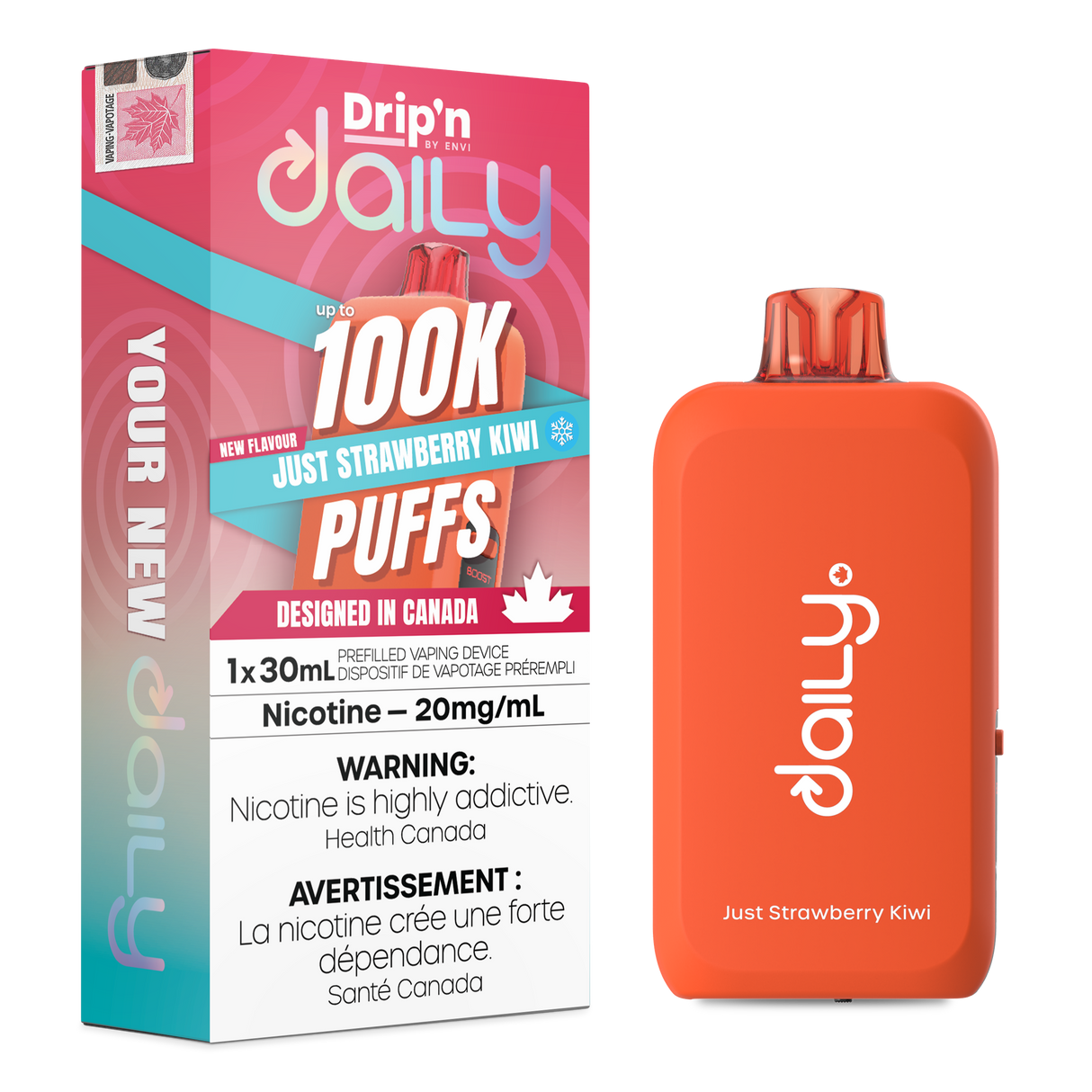 Just Strawberry Kiwi - DRIP'N DAILY 100K by ENVI - 30mL