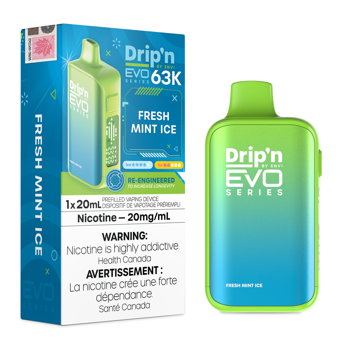 Fresh Mint Ice  - ENVI DRIP'N EVO 63K - 20ml