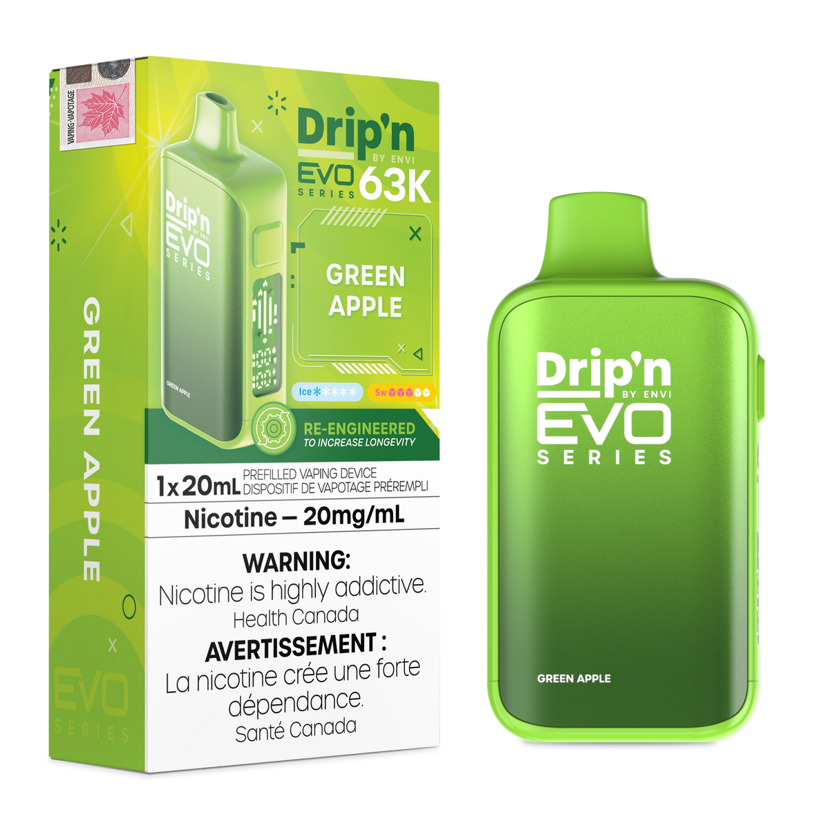 Green Apple  - ENVI DRIP'N EVO 63K - 20ml