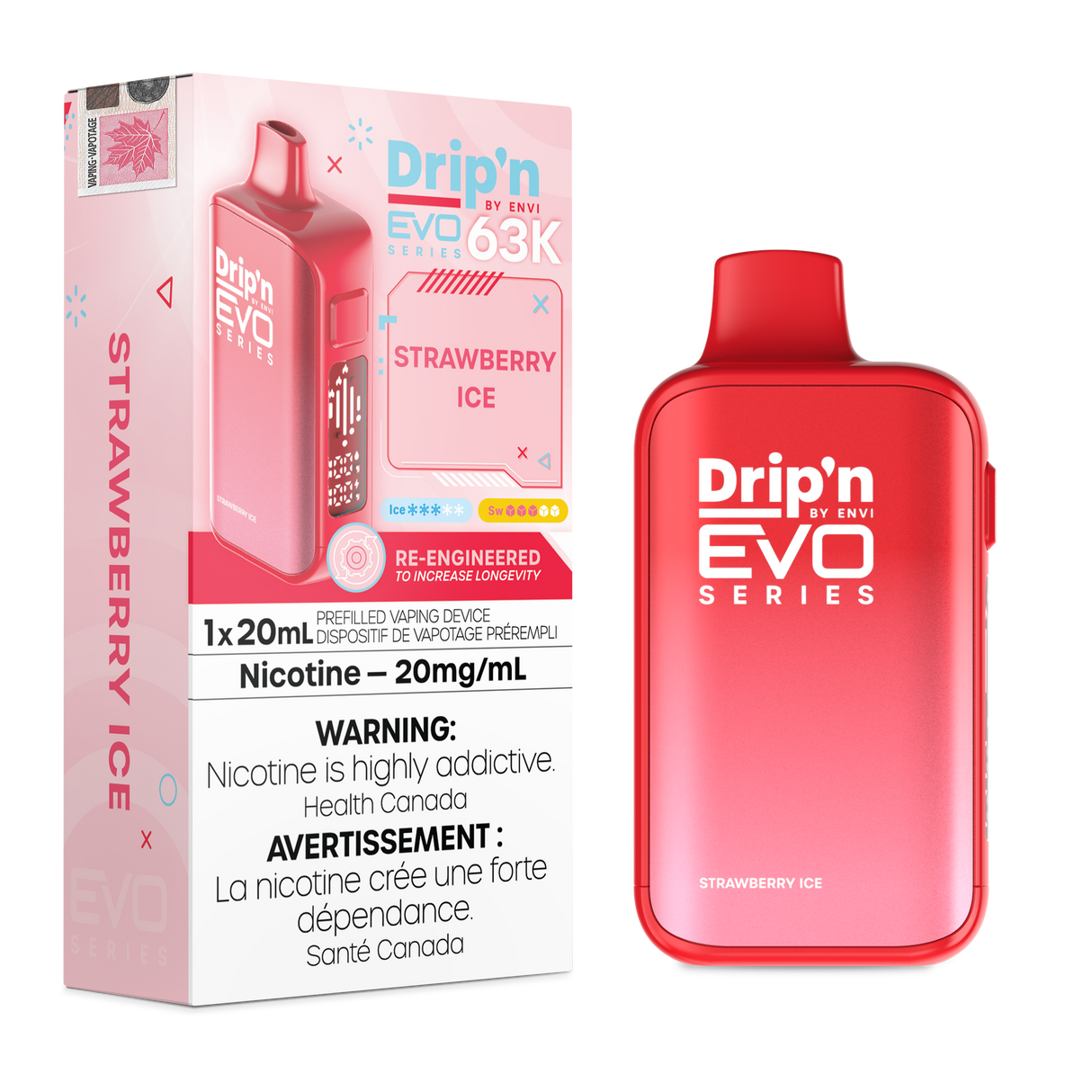 Strawberry Ice  - ENVI DRIP'N EVO 63K - 20ml