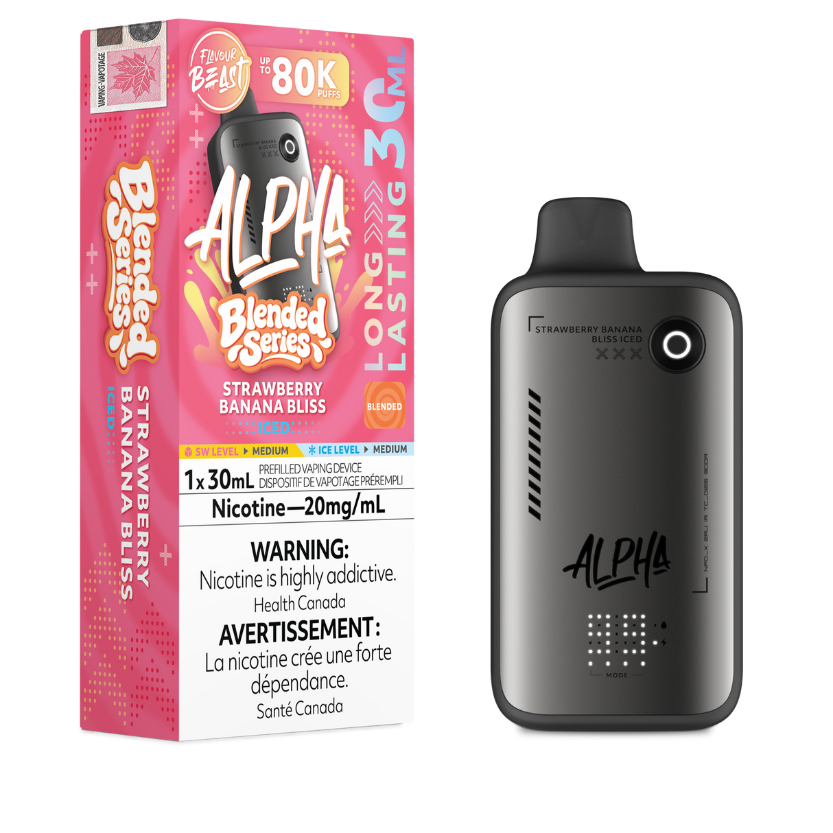 Strawberry Banana Bliss Iced - FLAVOUR BEAST ALPHA BLENDED 80K - 30mL