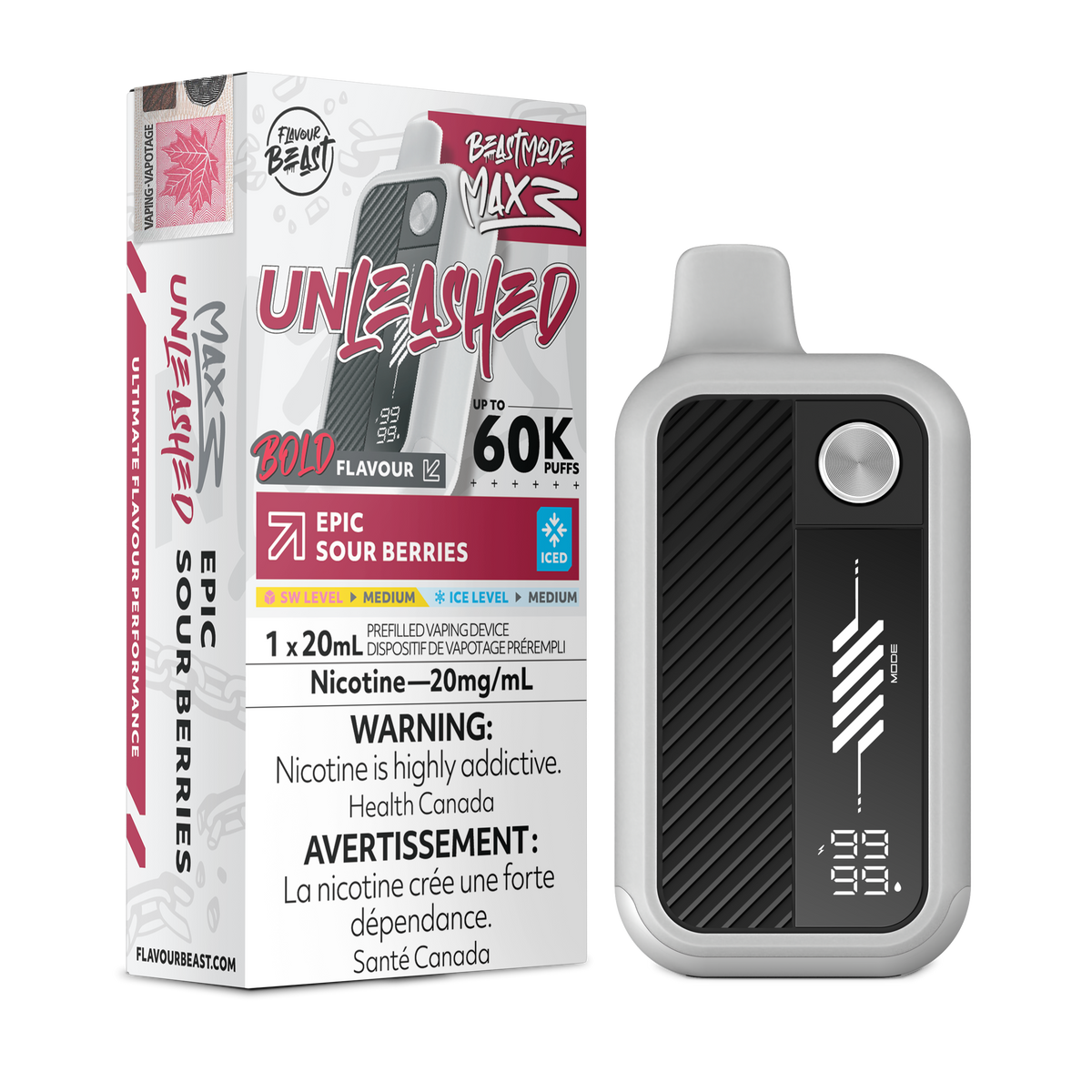 FLAVOUR BEAST BEAST MODE MAX 3 UNLEASHED 60K - Epic Sour Berries Iced - 20mL