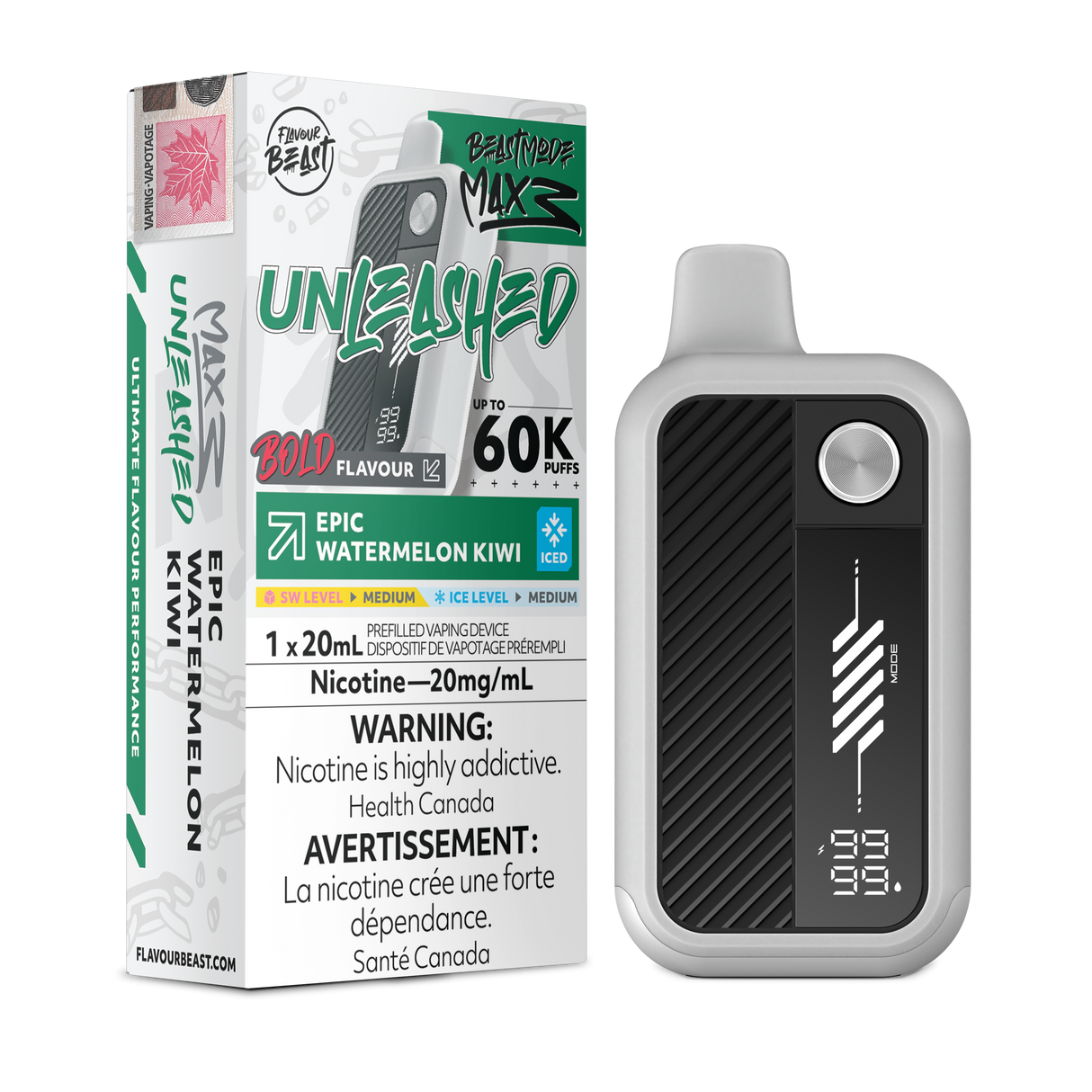 Epic Watermelon Kiwi Iced - FLAVOUR BEAST BEAST MODE MAX 3 UNLEASHED 60K - 20mL