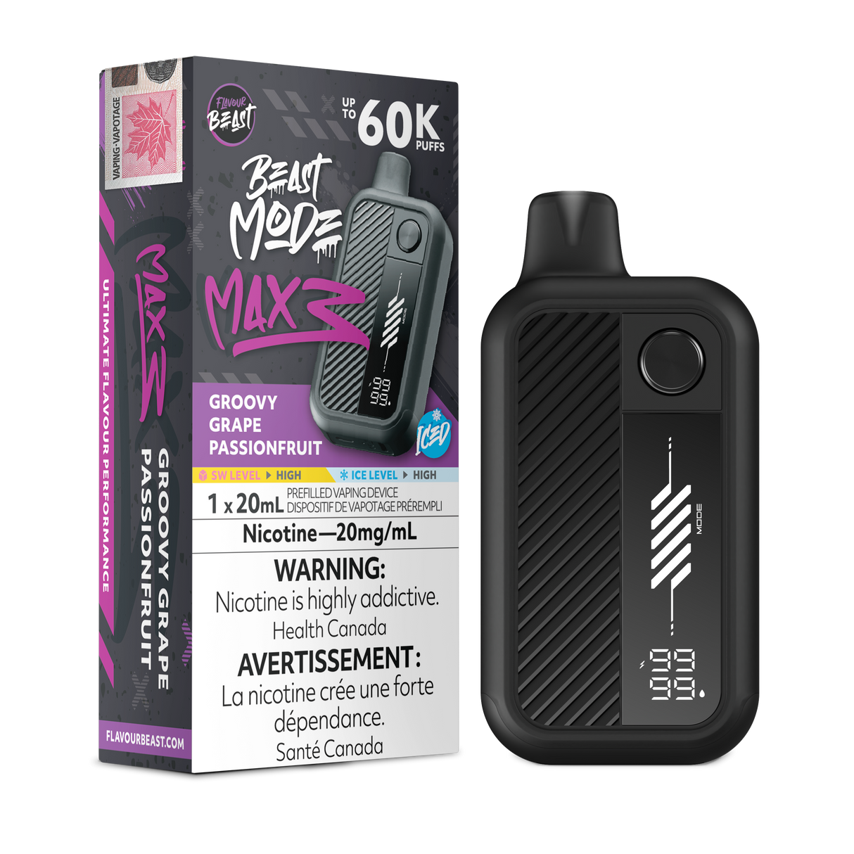 Groovy Grape Passionfruit Iced - FLAVOUR BEAST BEAST MODE MAX 3 60K - 20mL
