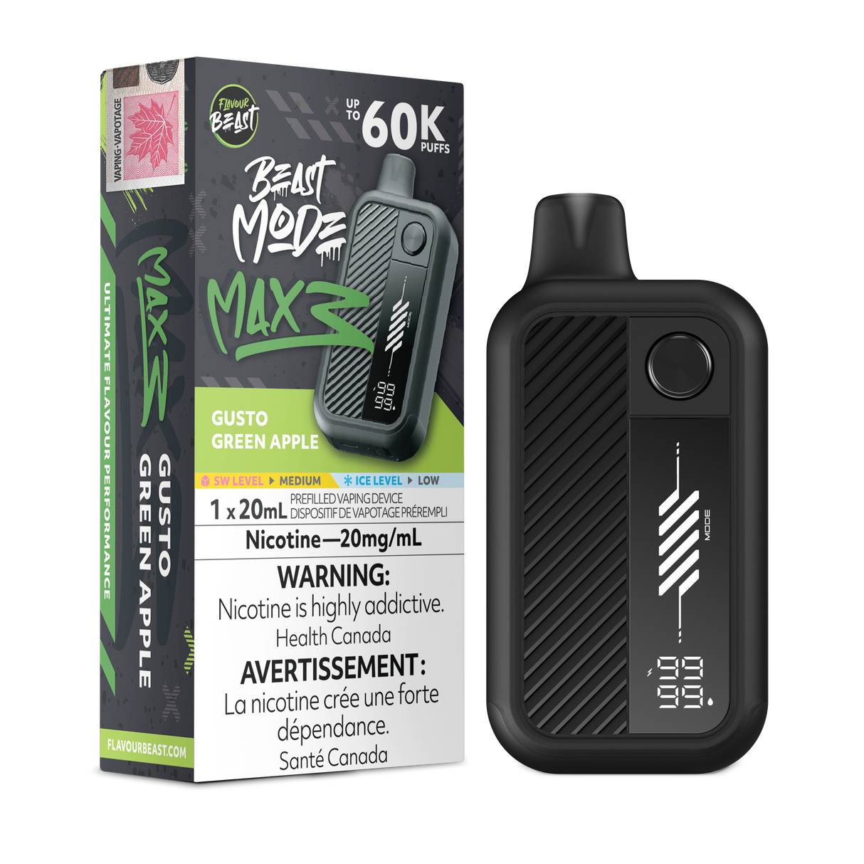 Gusto Green Apple - FLAVOUR BEAST BEAST MODE MAX 3 60K - 20mL