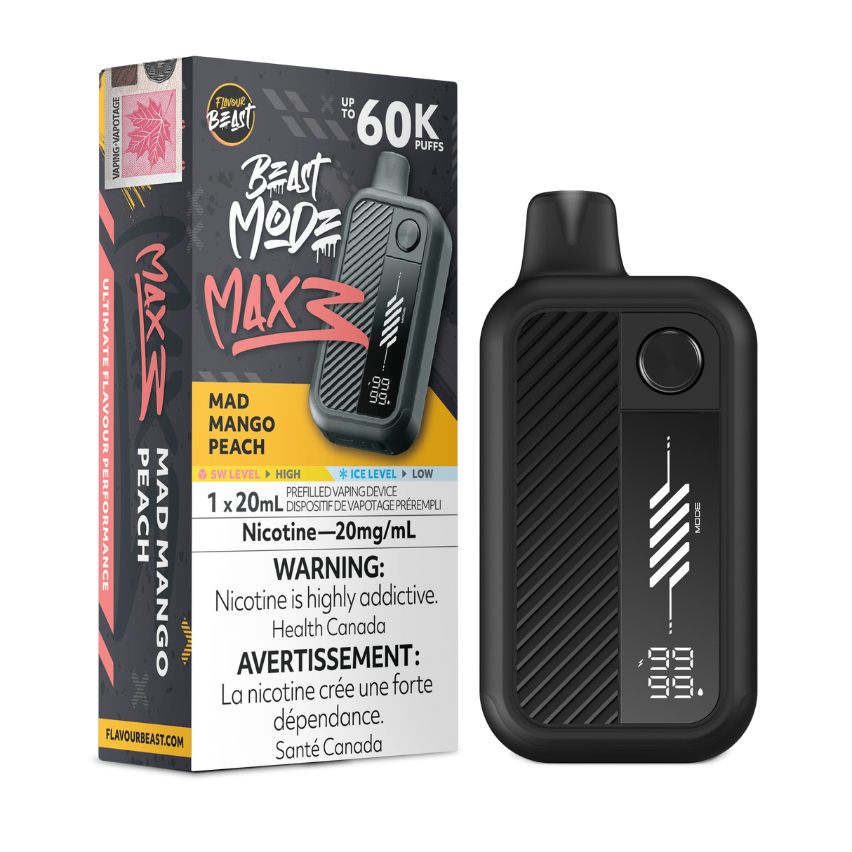 Mad Mango Peach - FLAVOUR BEAST BEAST MODE MAX 3 60K - 20mL