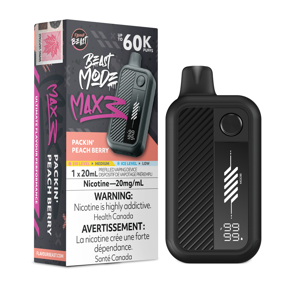 Packin' Peach Berry - FLAVOUR BEAST BEAST MODE MAX 3 60K - 20mL