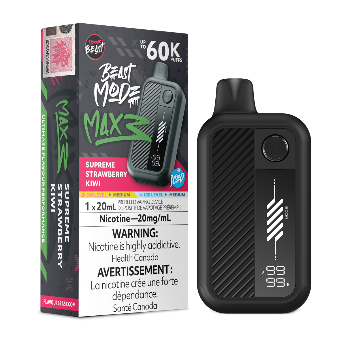 Supreme Strawberry Kiwi Iced - FLAVOUR BEAST BEAST MODE MAX 3 60K - 20mL