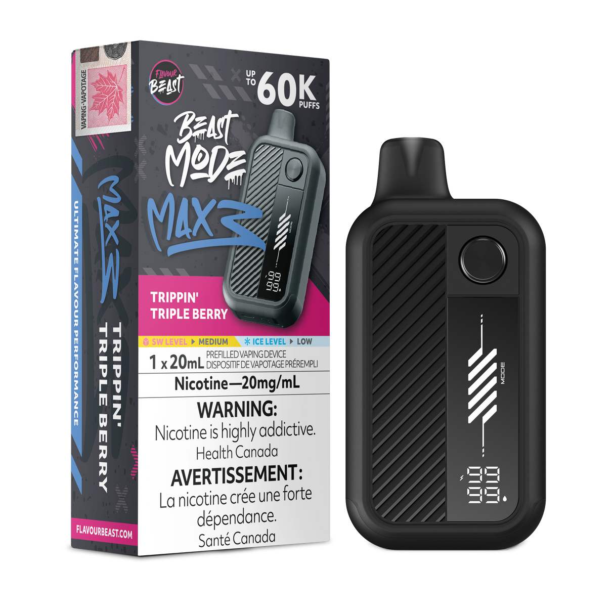 Trippin' Triple Berry - FLAVOUR BEAST BEAST MODE MAX 3 60K - 20mL