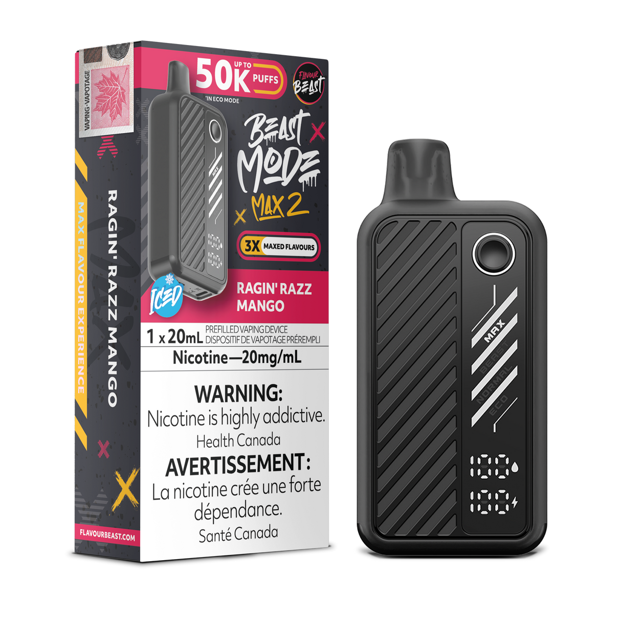 Ragin' Razz Mango - FLAVOUR BEAST BEAST MODE MAX 2 50K - 20mL