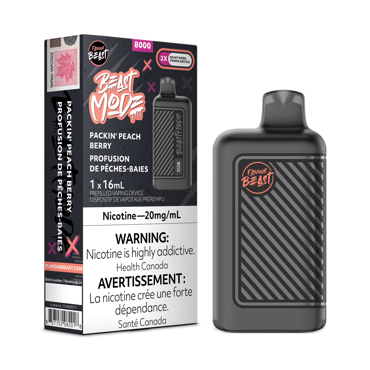 Packin' Peach Berry - FLAVOUR BEAST BEAST MODE 8K - 16mL