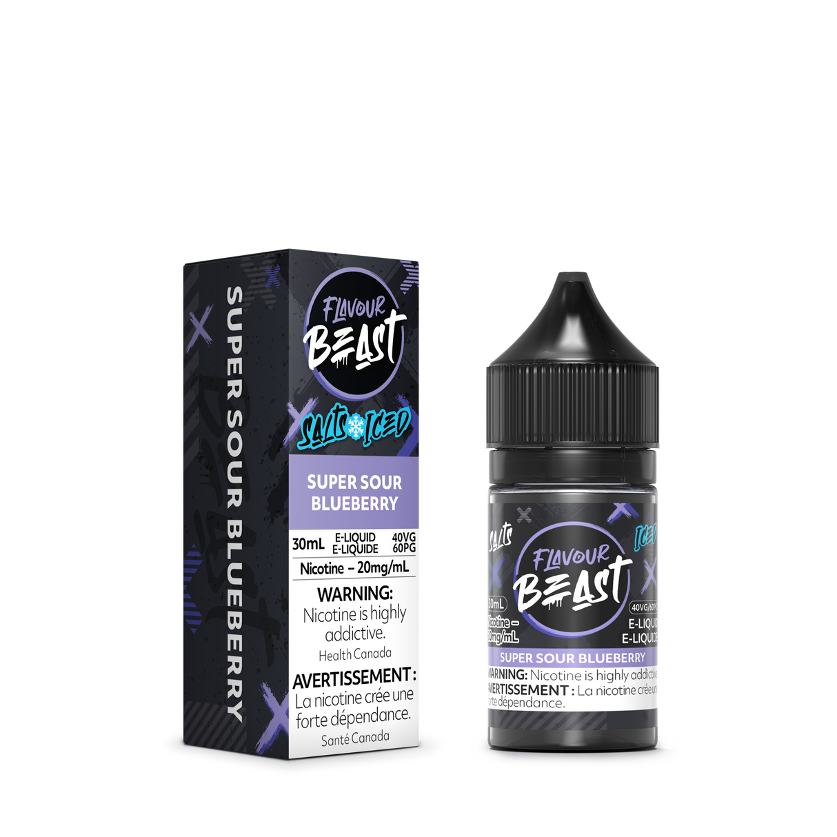SUPER SOUR BLUEBERRY ICED by FLAVOUR BEAST SALT (30mL)