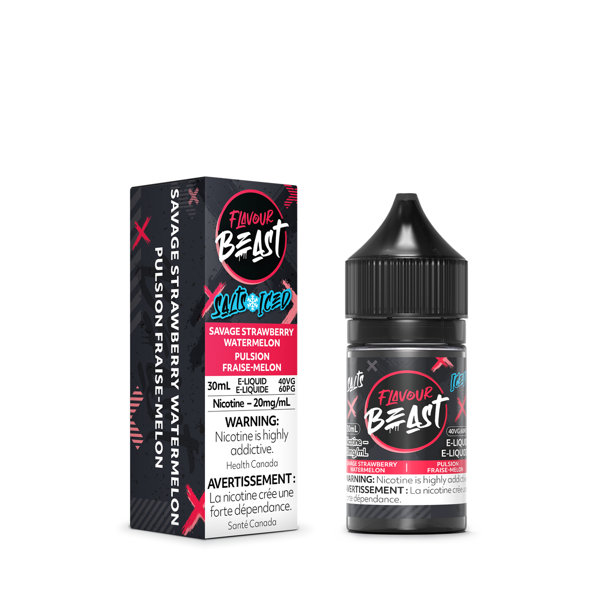 SAVAGE STRAWBERRY WATERMELON ICED by FLAVOUR BEAST SALT (30mL)