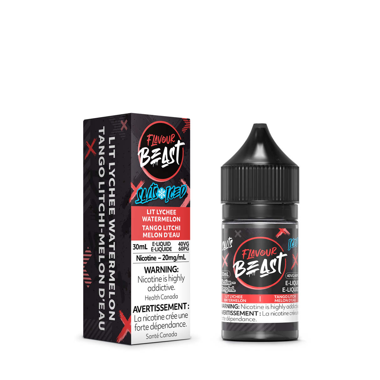 LIT LYCHEE WATERMELON ICED by FLAVOUR BEAST SALT (30mL)