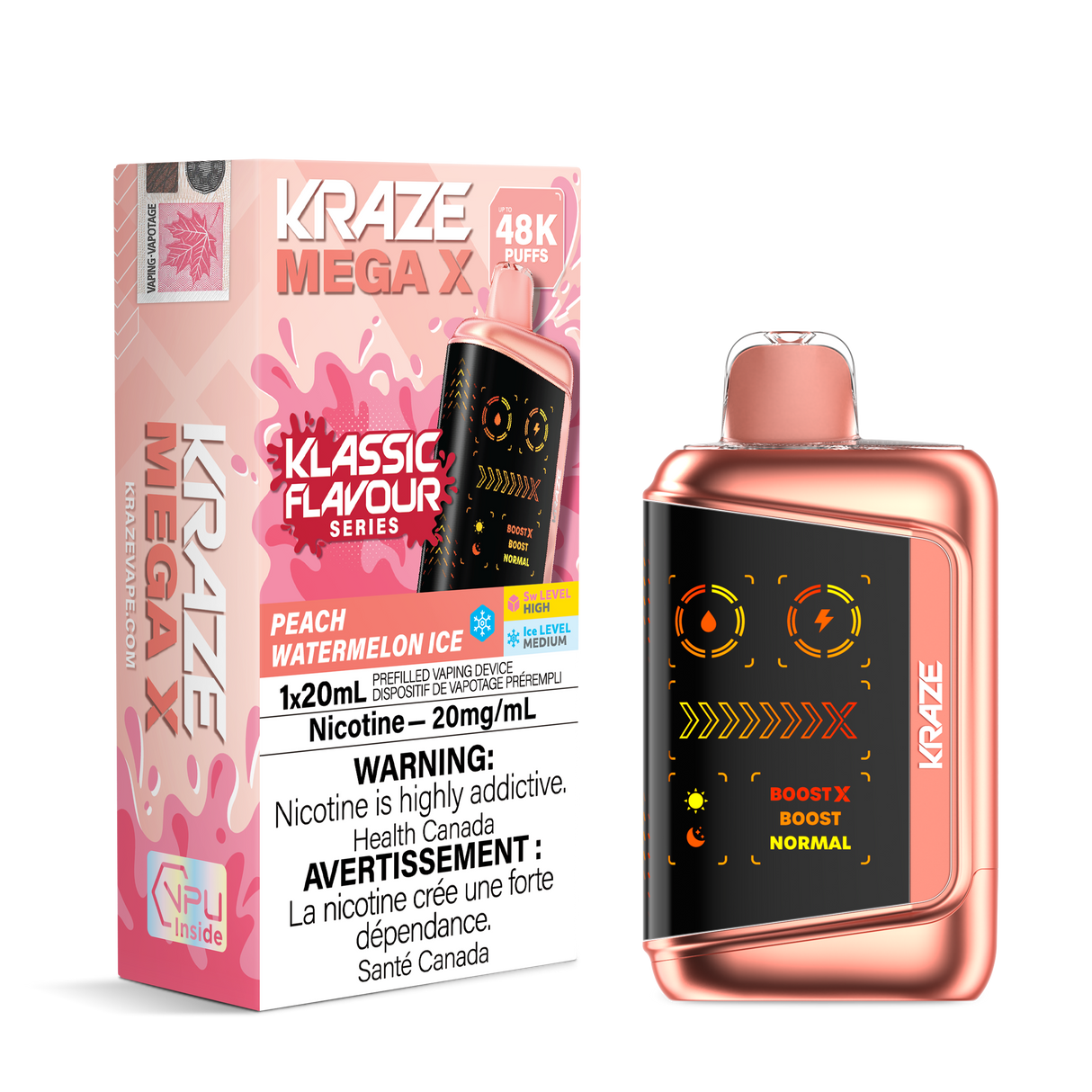 Peach Watermelon Ice - KRAZE MEGA X KLASSIC 48K - 20mL