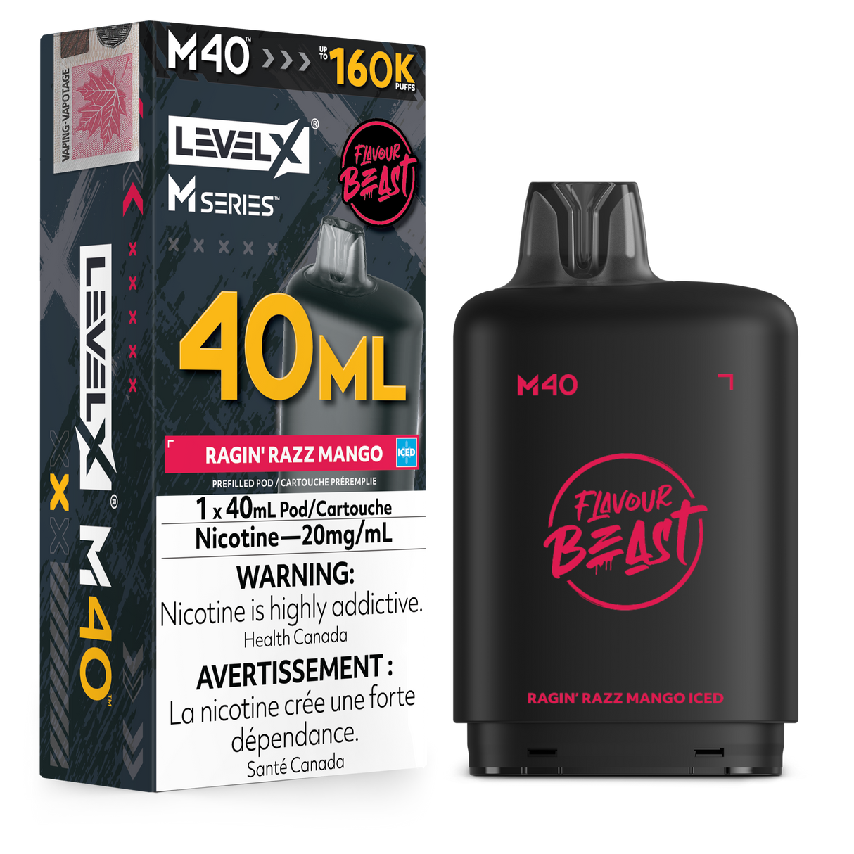 Ragin' Razz Mango Iced - LEVEL X FLAVOUR BEAST M40 160k - 40mL