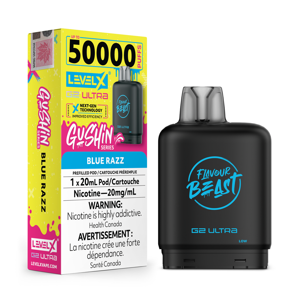 Blue Razz -  LEVEL X FLAVOUR BEAST GUSHIN' BOOST G2 ULTRA 50K - 20ml