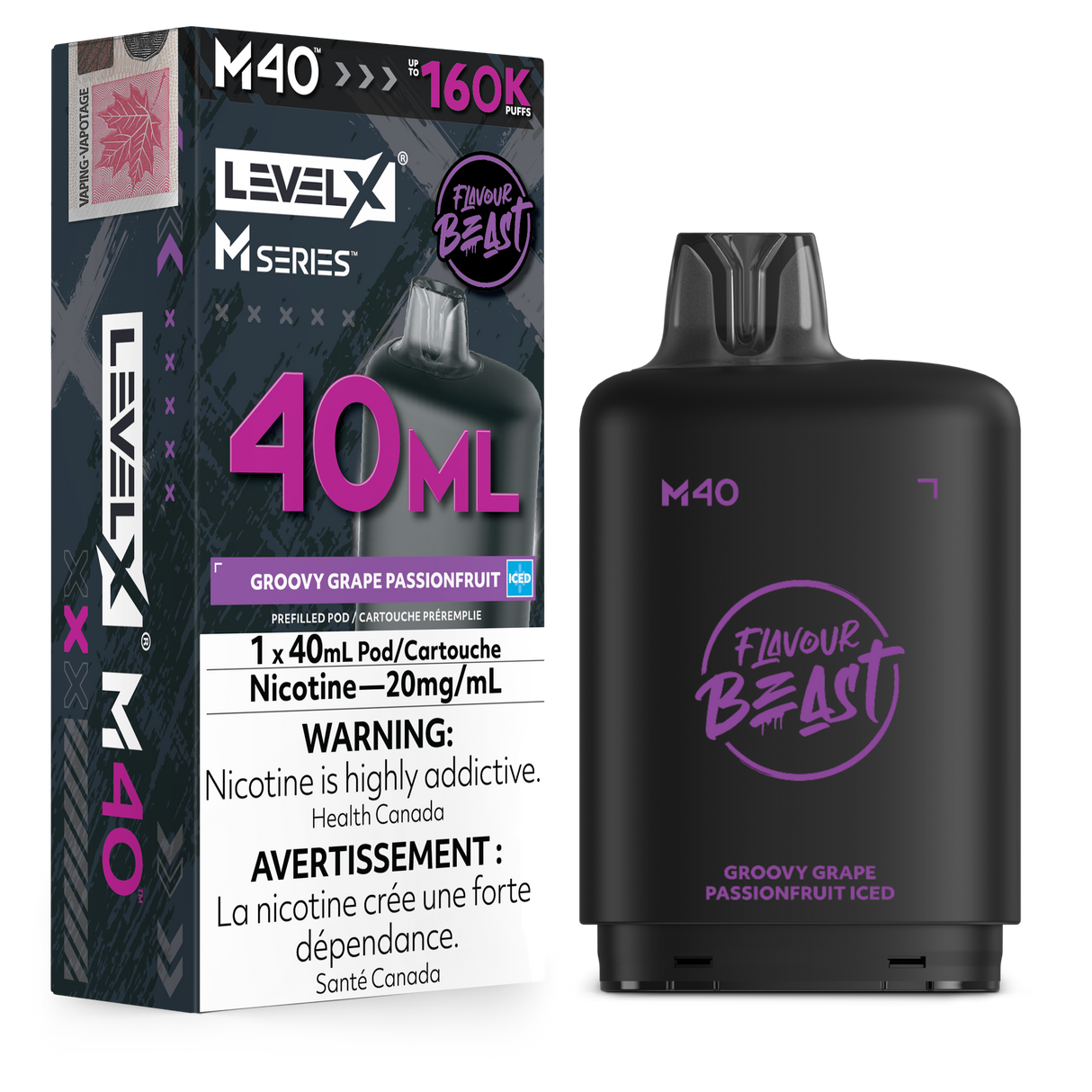 Groovy Grape Passionfruit Iced - LEVEL X FLAVOUR BEAST M40 160K - 40mL