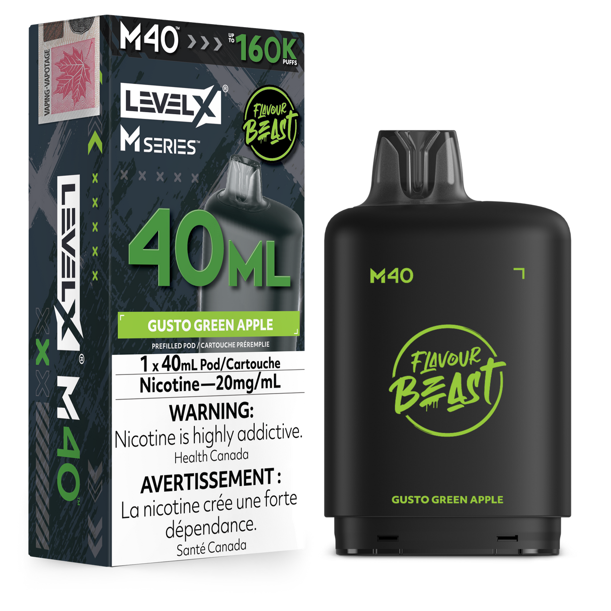 Gusto Green Apple - LEVEL X FLAVOUR BEAST M40 160K - 40mL