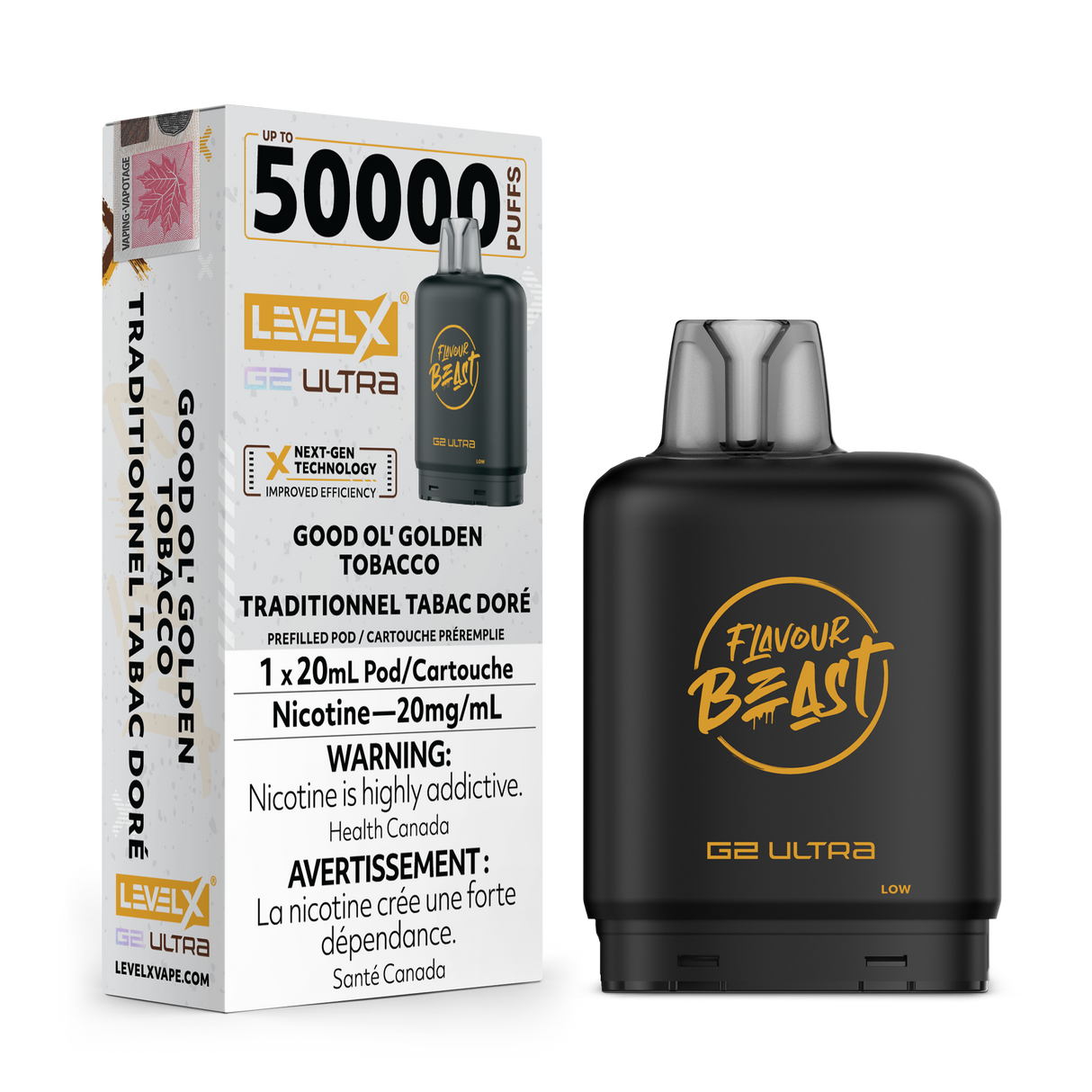 Good Ol' Golden Tobacco - LEVEL X FLAVOUR BEAST BOOST G2 ULTRA 50K - 20ml