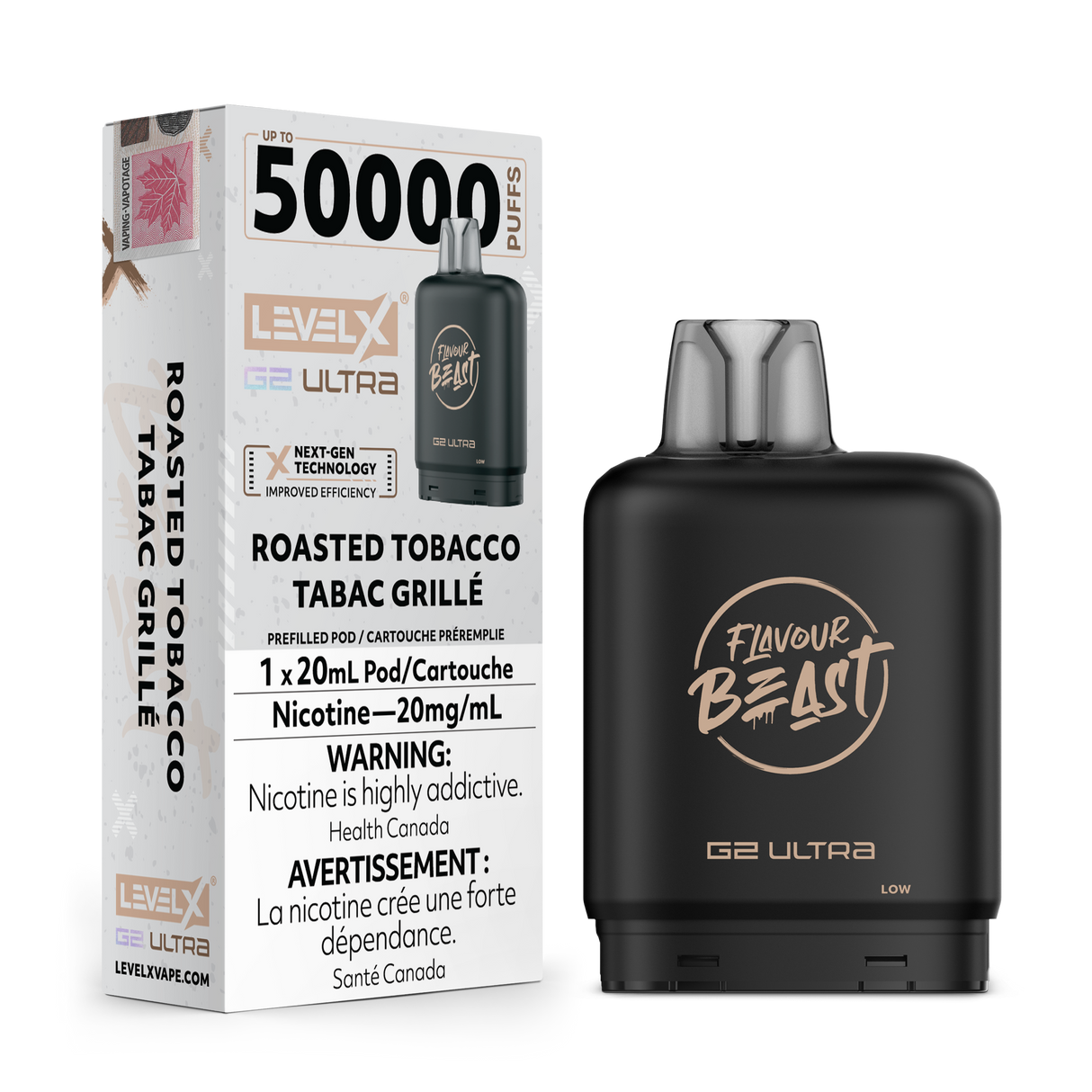 Roasted Tobacco - LEVEL X FLAVOUR BEAST BOOST G2 ULTRA 50K - 20ml