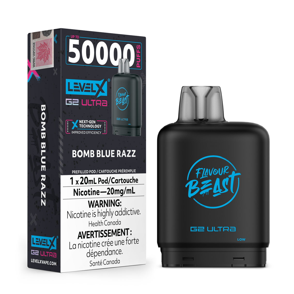 Bomb Blue Razz - LEVEL X FLAVOUR BEAST BOOST G2 ULTRA 50K - 20ml