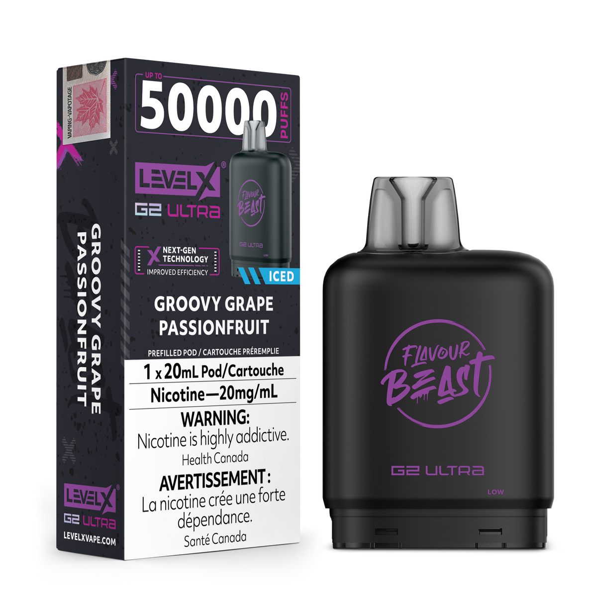 Groovy Grape Passionfruit Iced - LEVEL X FLAVOUR BEAST BOOST G2 ULTRA 50K - 20ml