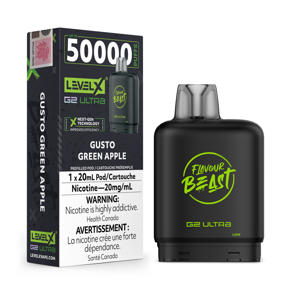 Gusto Green Apple - LEVEL X FLAVOUR BEAST BOOST G2 ULTRA 50K - 20ml
